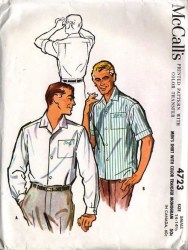4723 MCCALLS 1958 MEN'S SHORT TO LONG SLEEVE SHIRT PATTERN SMALL; LARGE